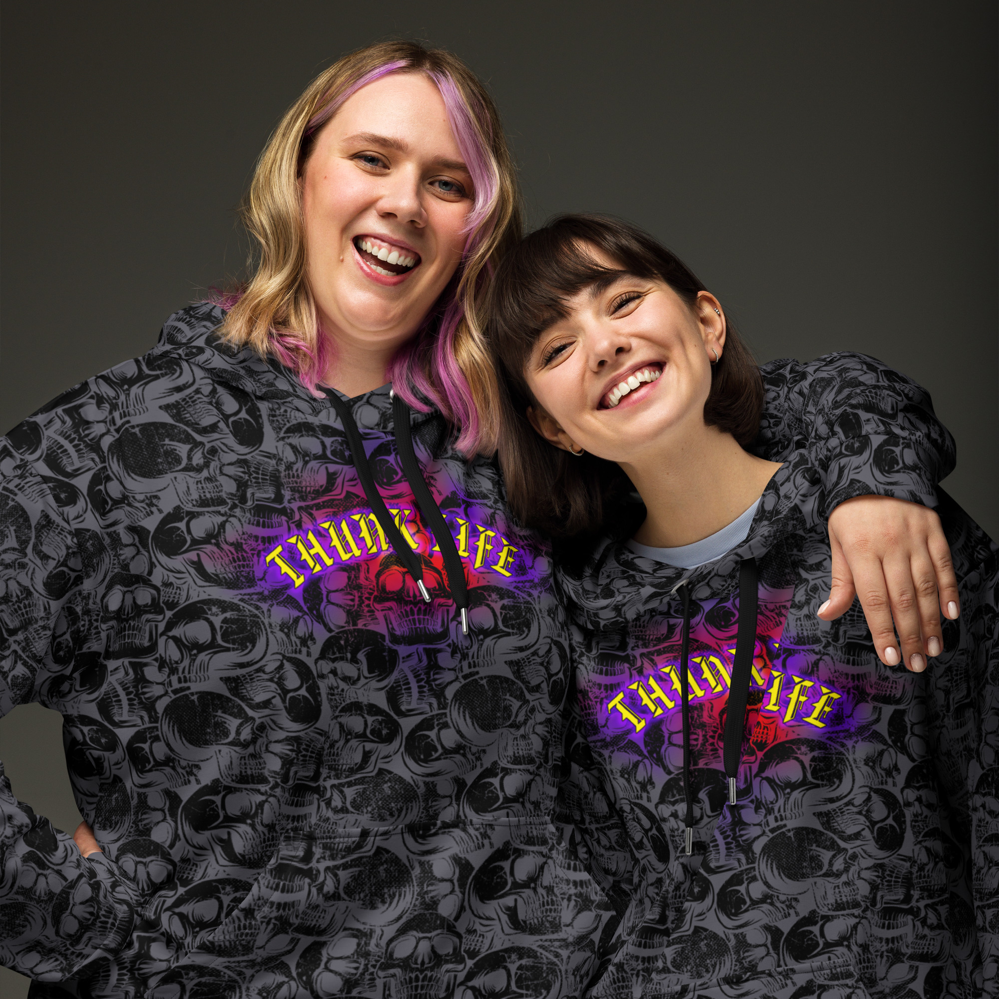 Thunk Life / Bullseye Bones - Unisex Hoodie - Steel Grey - Image 13