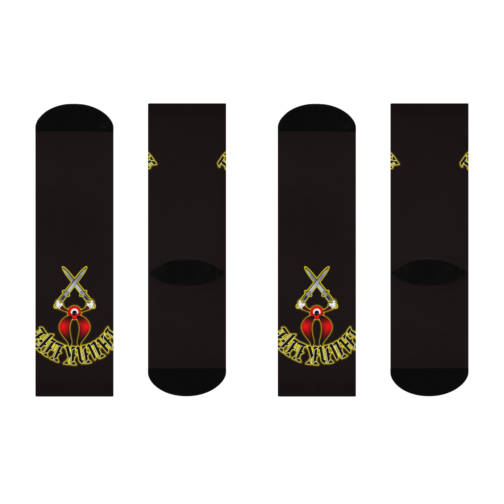BULLS EYE on Black - ThunkLife - Cushioned Crew Athletic Socks - Unisex One Size - Image 3
