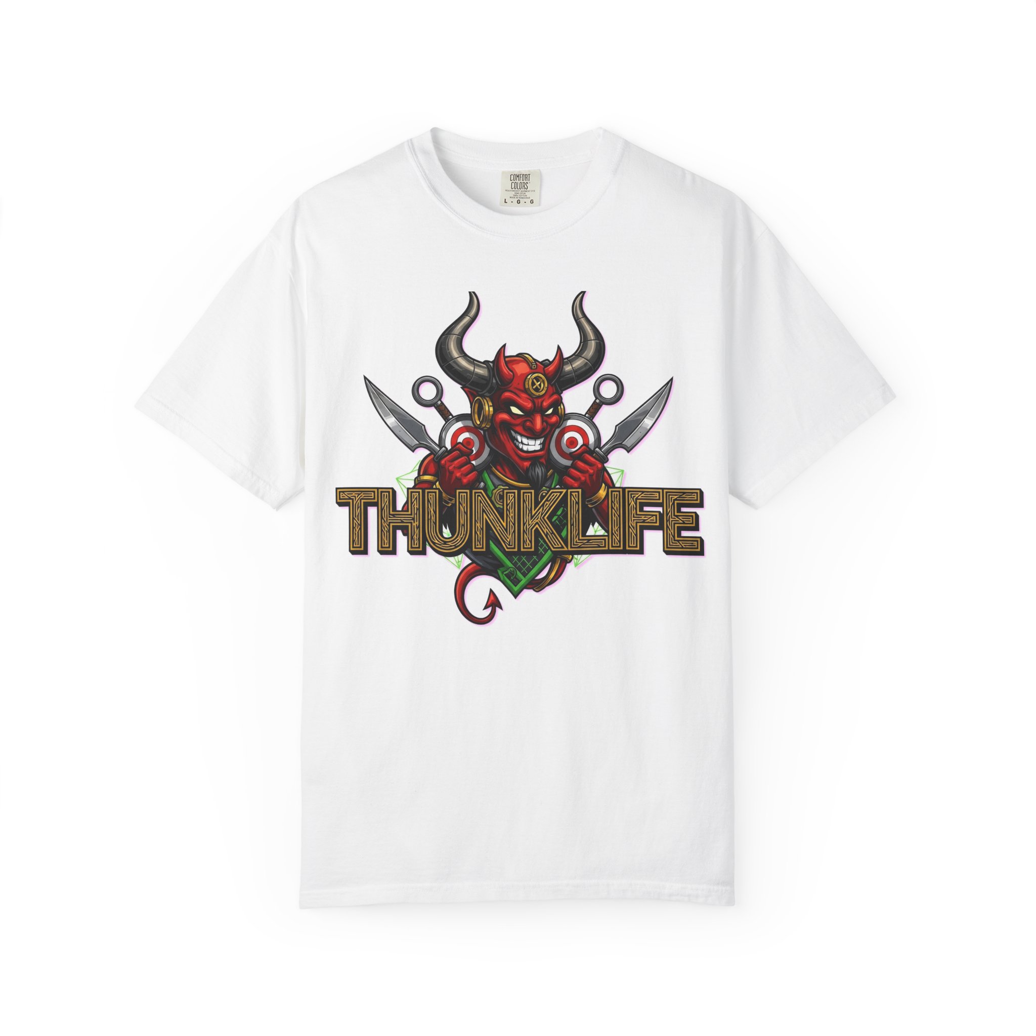 Double Devil Bulls Eye ThunkLife Graphic Unisex T-Shirt — Gothic Viking Axe Streetwear