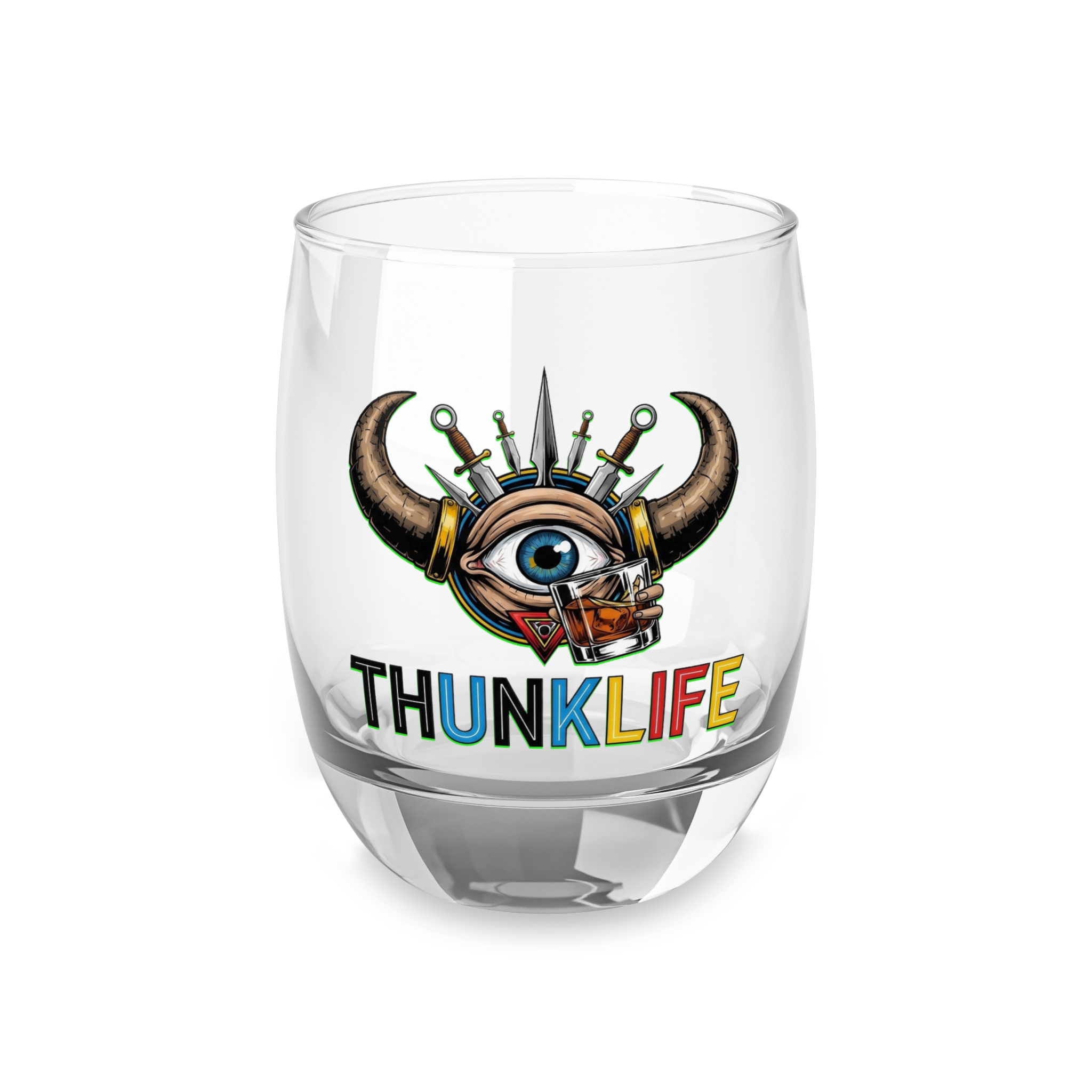 BULLSEYE BURN – THUNKLIFE – Premium 6oz Whiskey Glass ~ Limited Edition