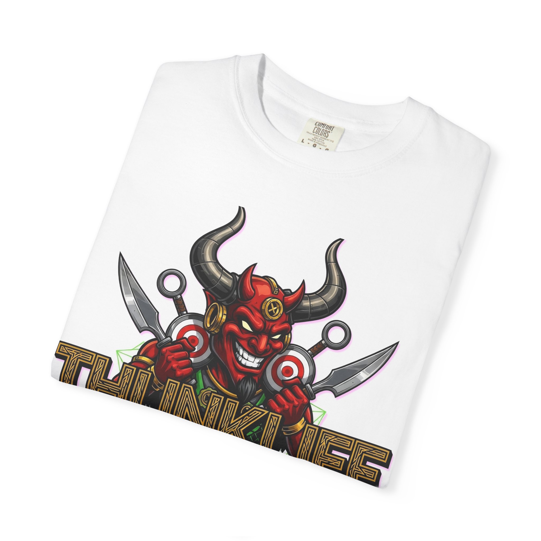 Double Devil Bulls Eye ThunkLife Graphic Unisex T-Shirt — Gothic Viking Axe Streetwear - Image 3