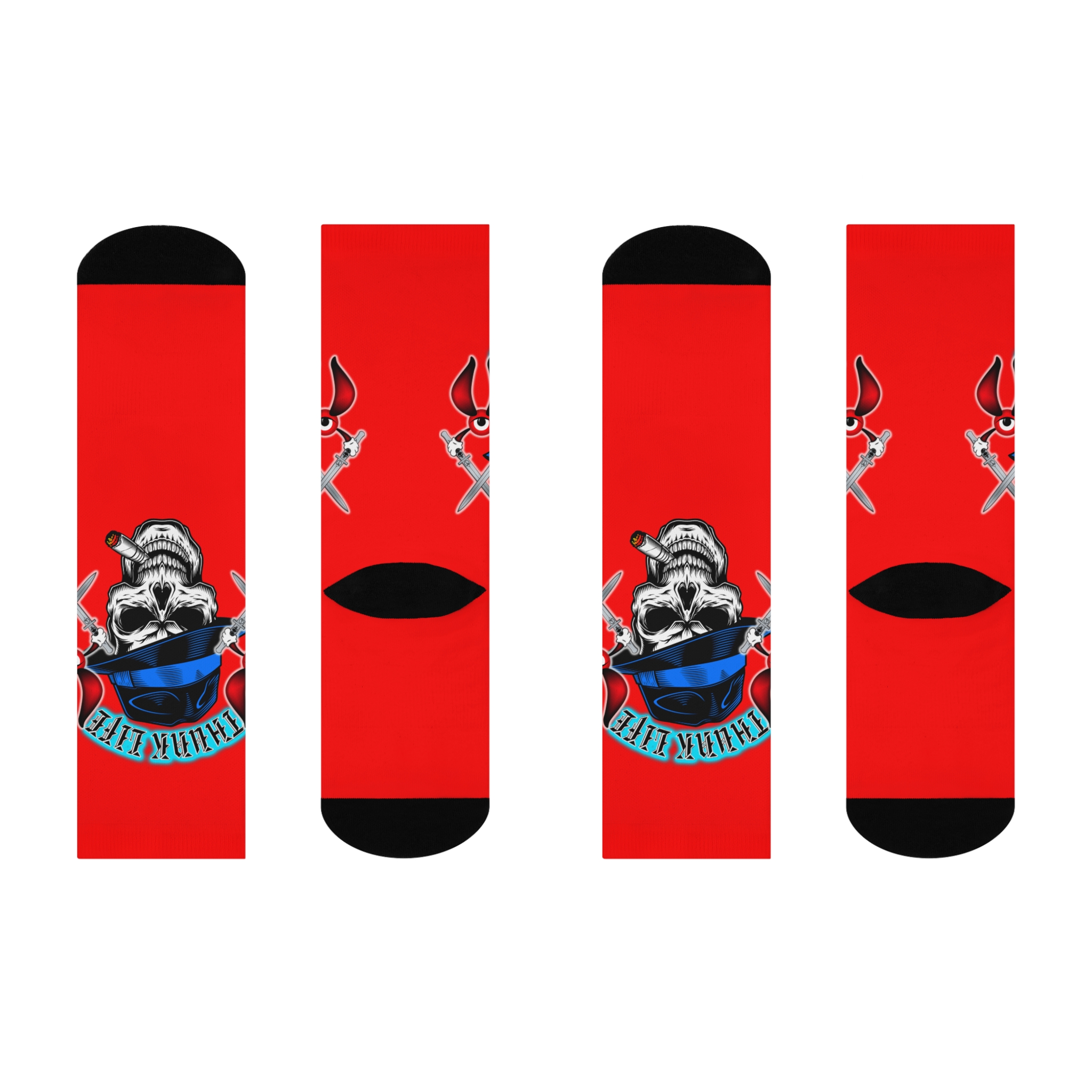 Fedora Skull ThunkLife - Cushioned Crew Athletic Socks - Unisex One Size - Image 3