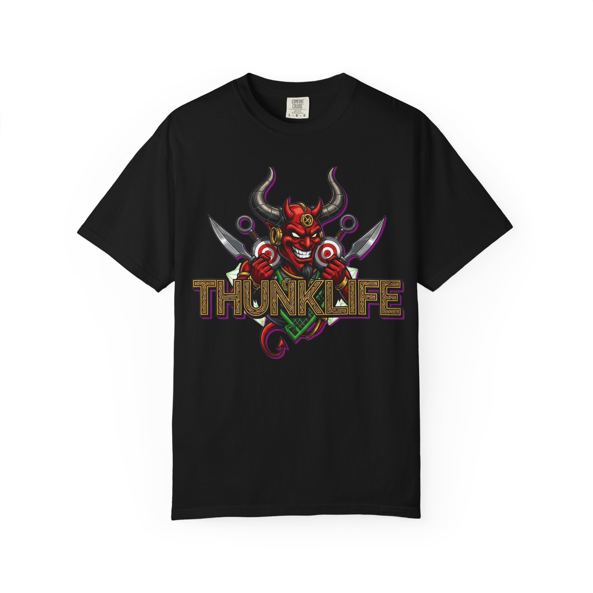 Double Devil Bulls Eye ThunkLife Graphic Unisex T-Shirt — Gothic Viking Axe Streetwear - Image 15
