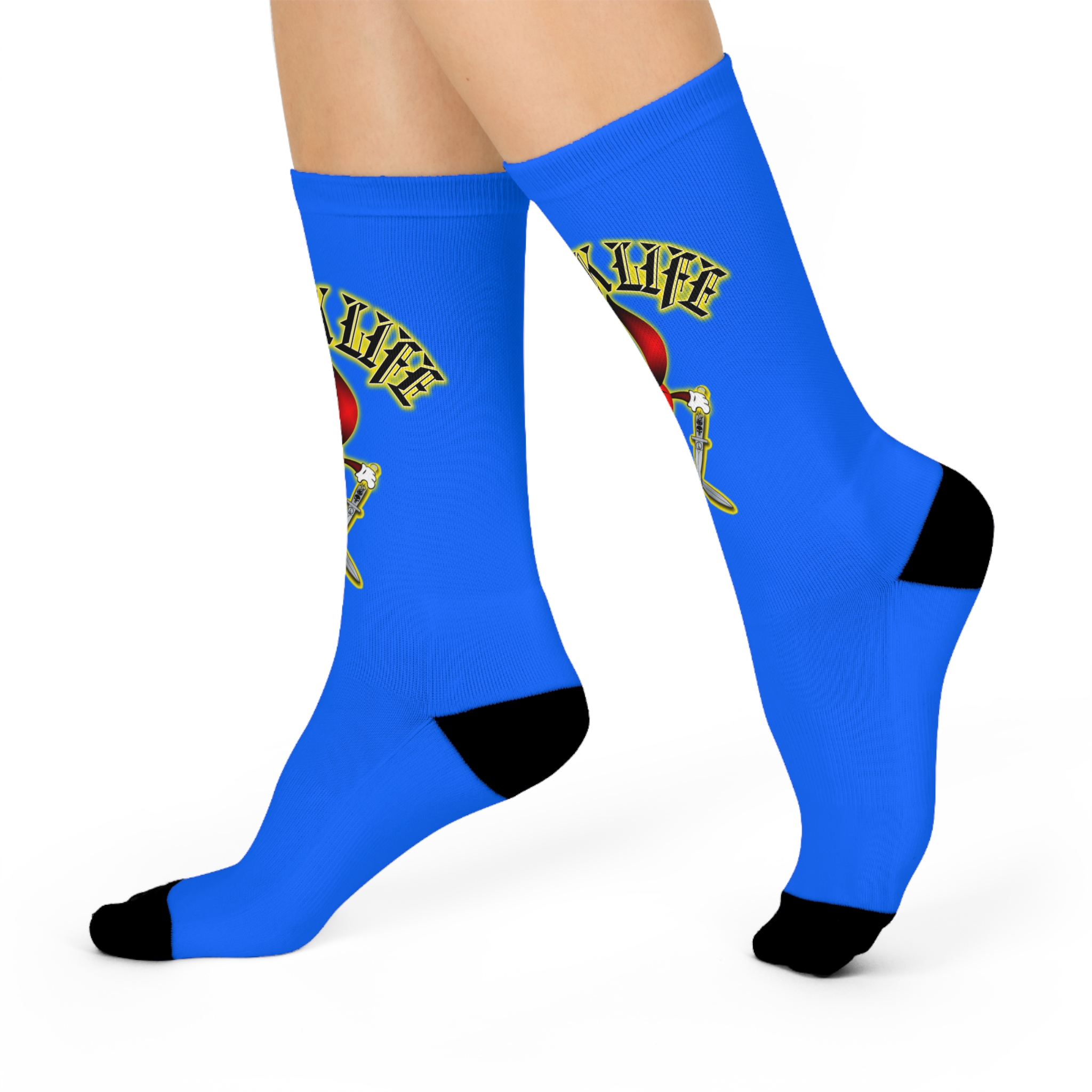 BULLS EYE on Blue - ThunkLife - Cushioned Crew Athletic Socks - Unisex One Size - Image 2