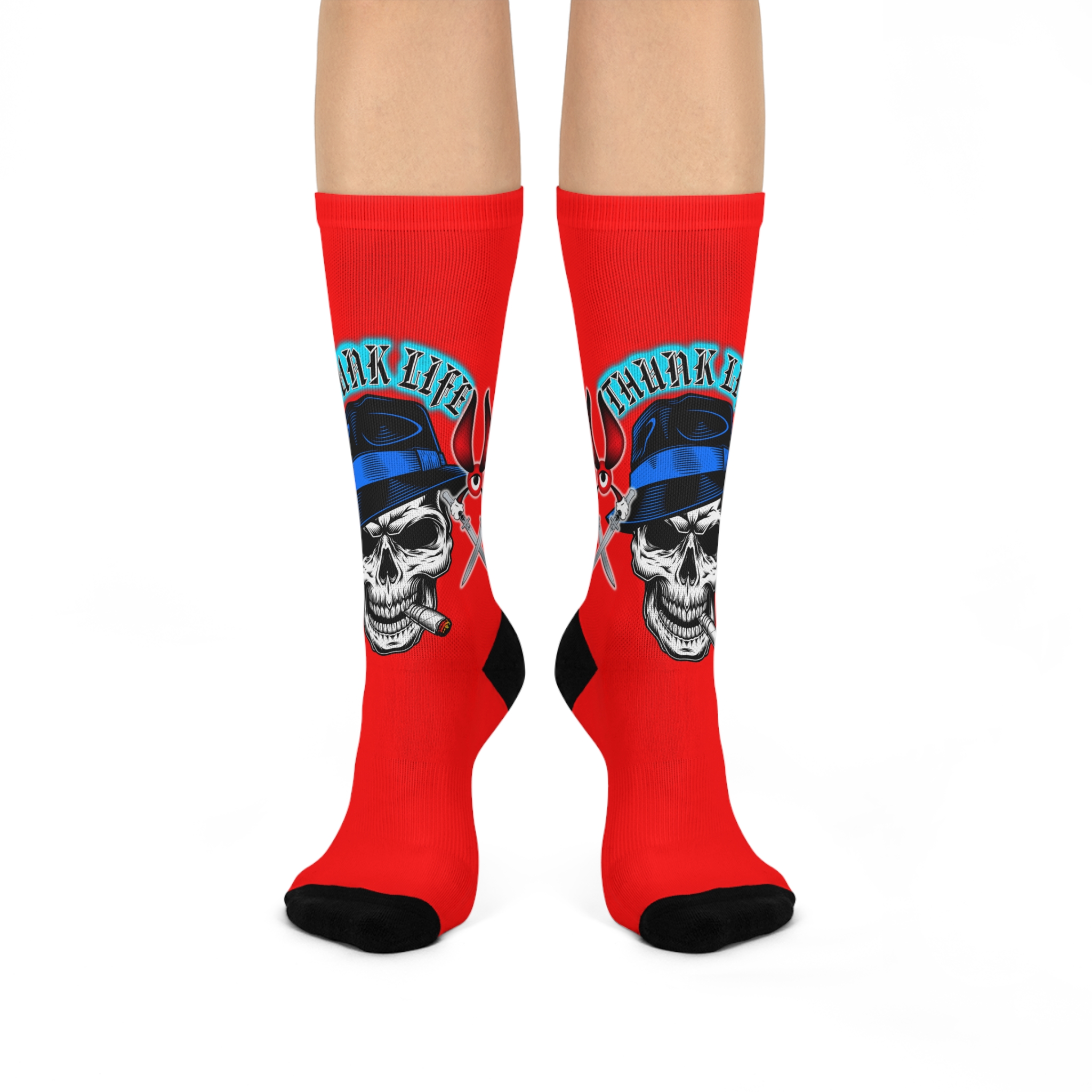 Fedora Skull ThunkLife - Cushioned Crew Athletic Socks - Unisex One Size