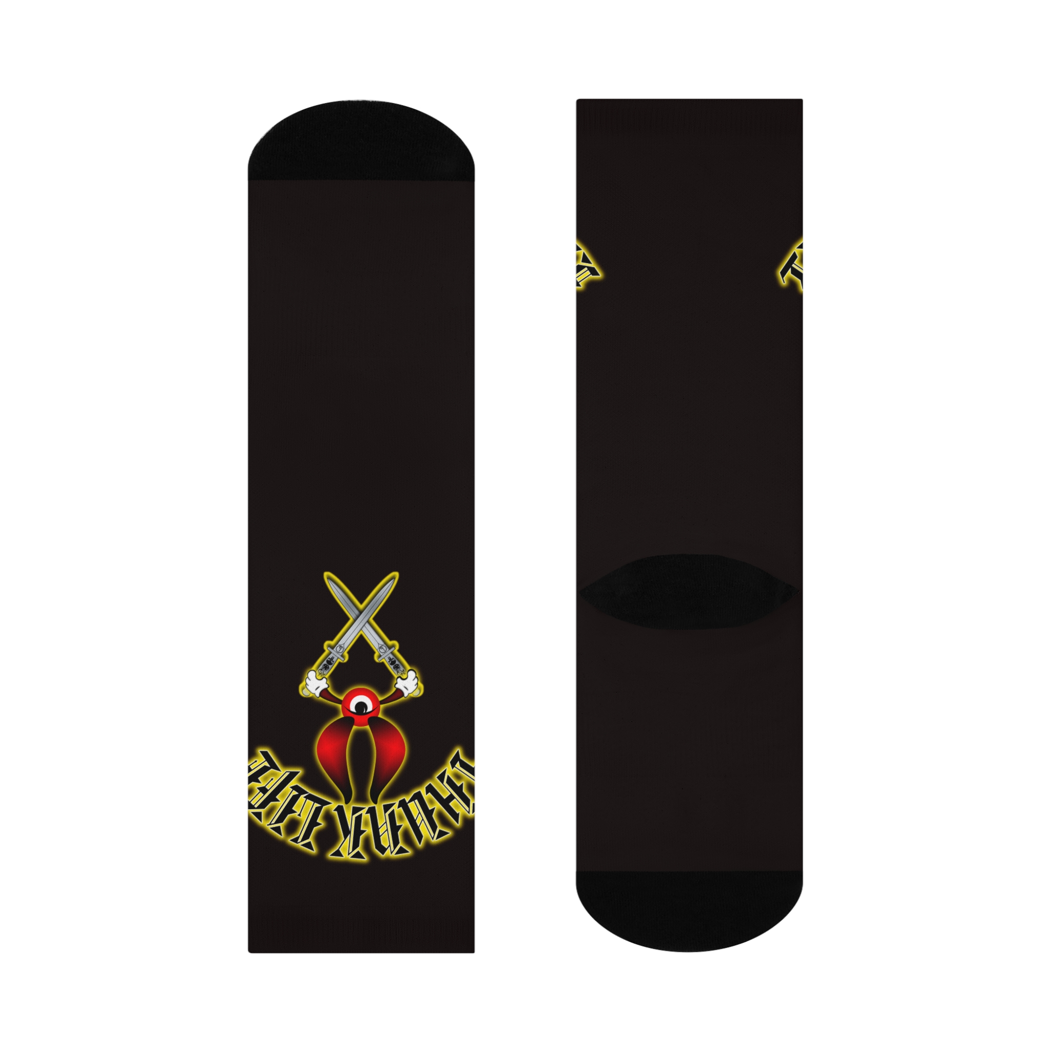 BULLS EYE on Black - ThunkLife - Cushioned Crew Athletic Socks - Unisex One Size - Image 4
