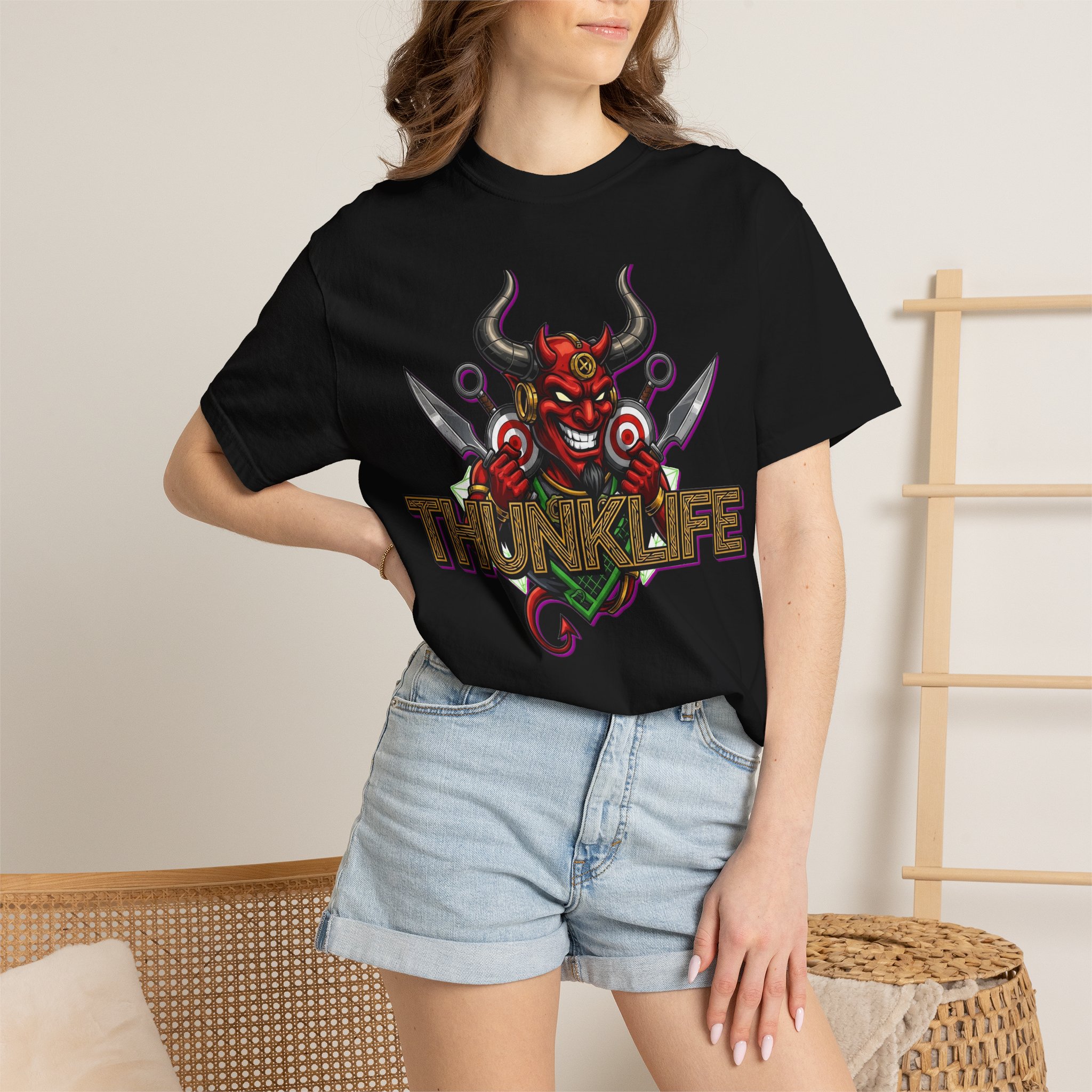 Double Devil Bulls Eye ThunkLife Graphic Unisex T-Shirt — Gothic Viking Axe Streetwear - Image 18