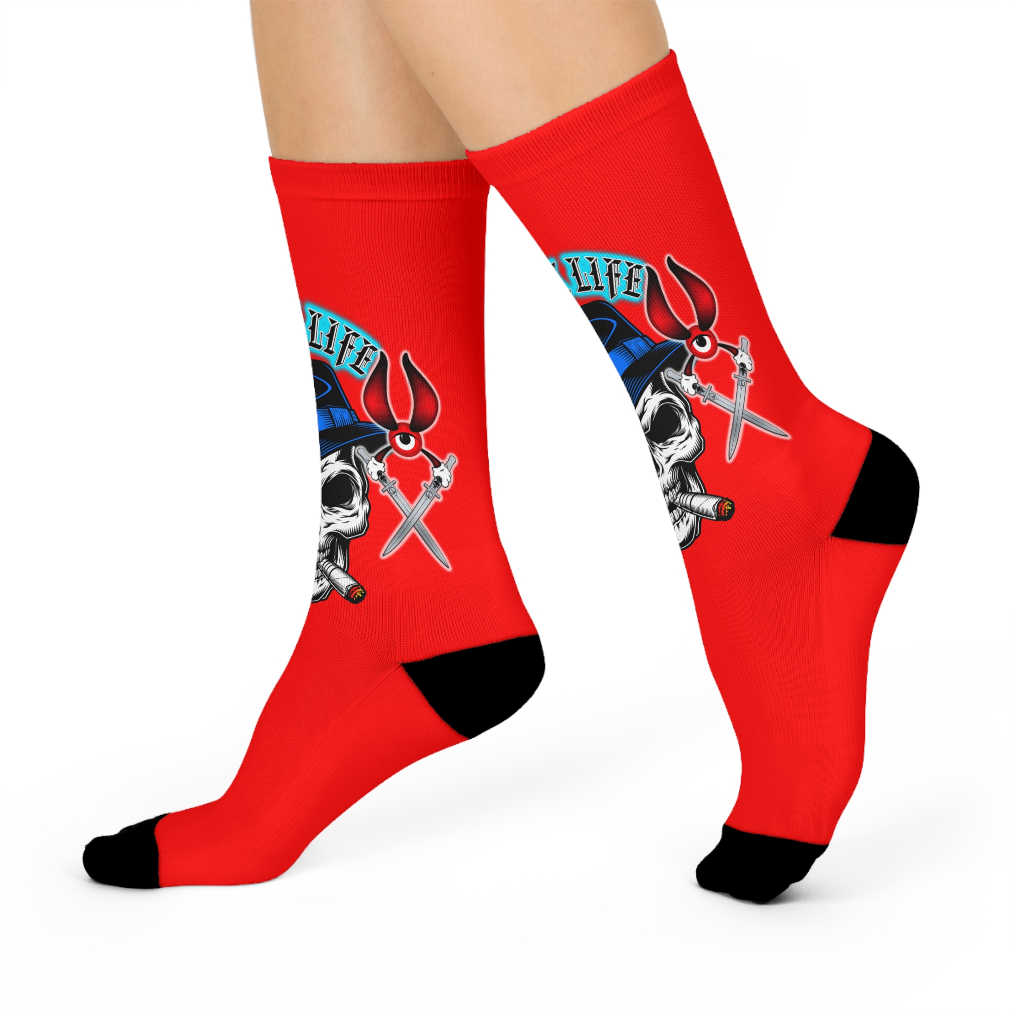 Fedora Skull ThunkLife - Cushioned Crew Athletic Socks - Unisex One Size - Image 2