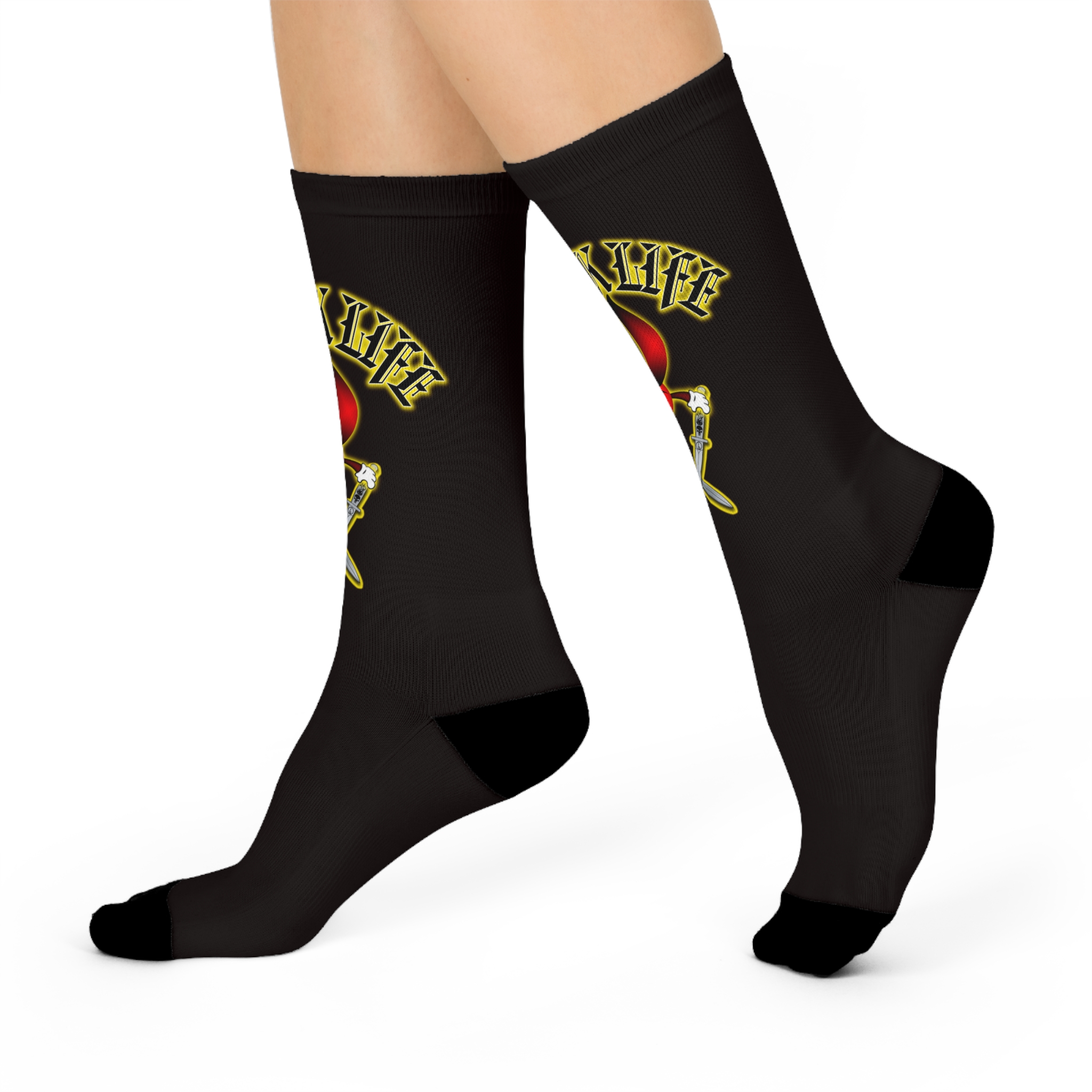 BULLS EYE on Black - ThunkLife - Cushioned Crew Athletic Socks - Unisex One Size - Image 2