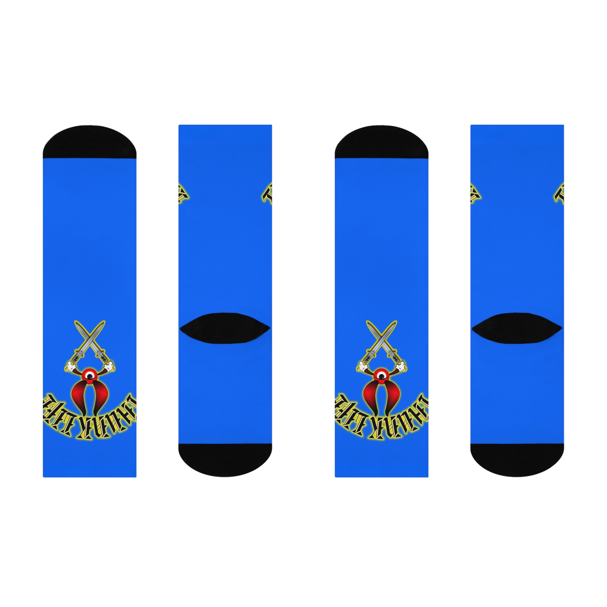 BULLS EYE on Blue - ThunkLife - Cushioned Crew Athletic Socks - Unisex One Size - Image 3