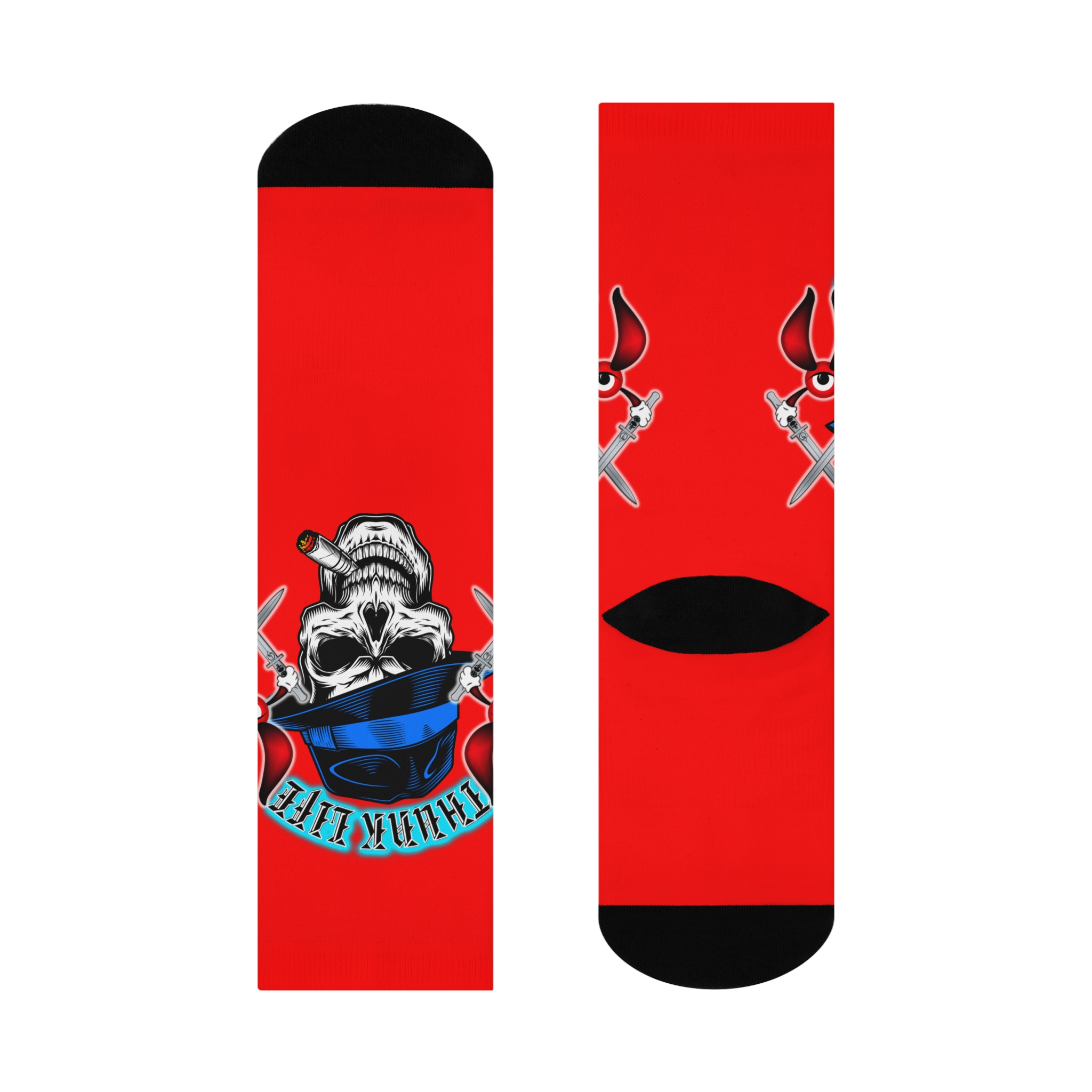 Fedora Skull ThunkLife - Cushioned Crew Athletic Socks - Unisex One Size - Image 4