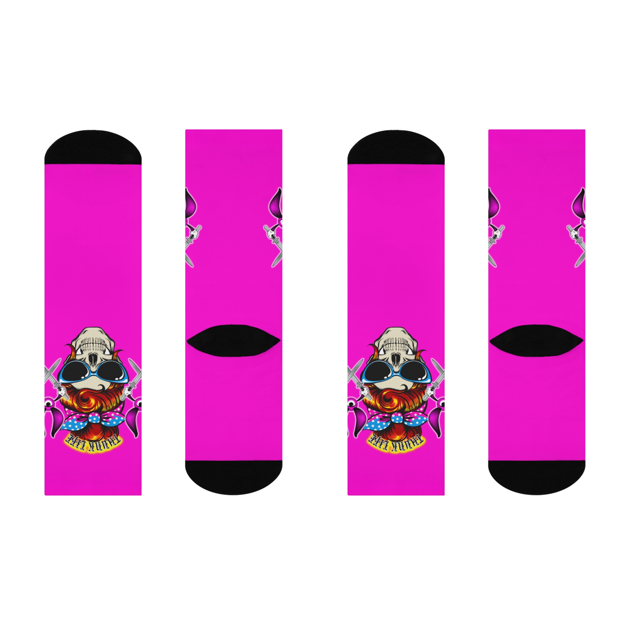 Lady Blade Skull ThunkLife - Cushioned Crew Athletic Socks - Unisex One Size - Image 3