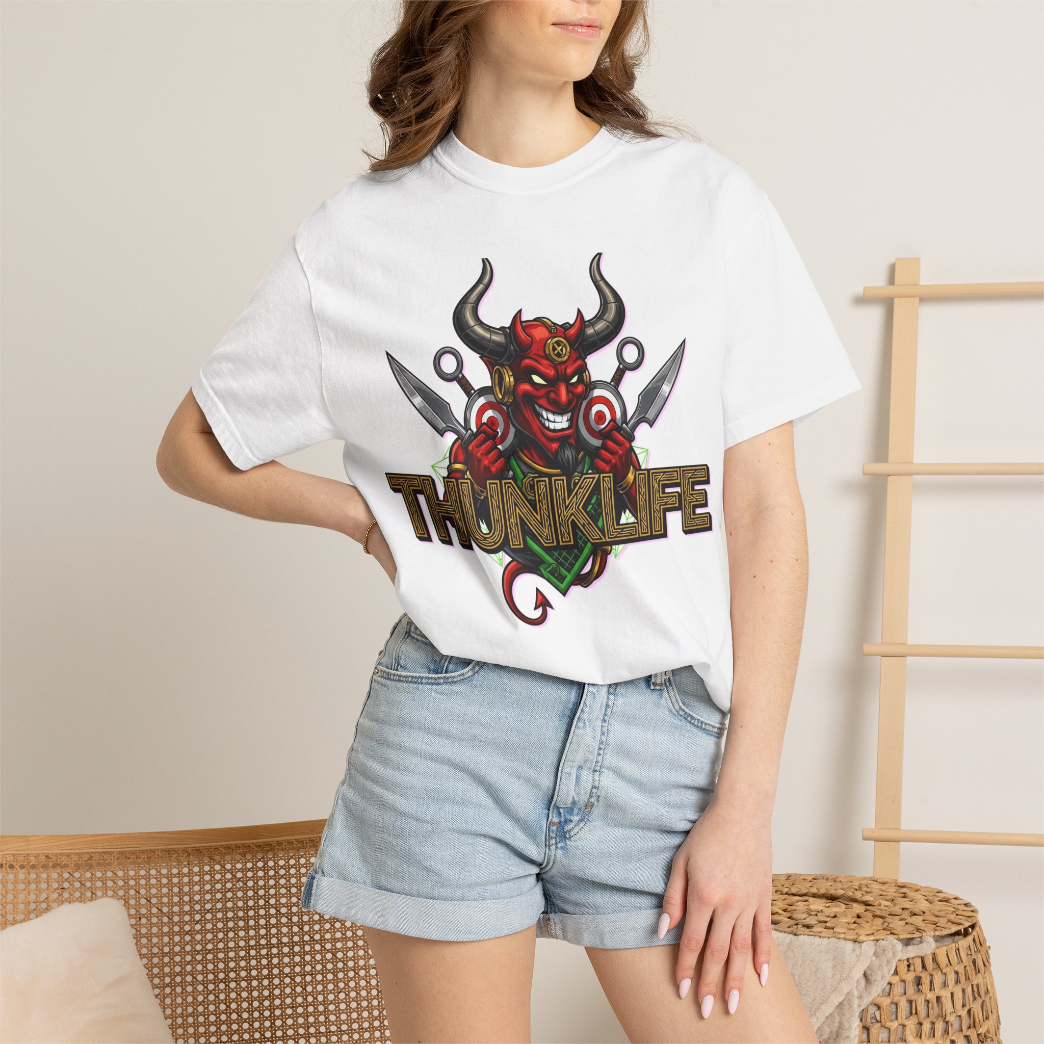 Double Devil Bulls Eye ThunkLife Graphic Unisex T-Shirt — Gothic Viking Axe Streetwear - Image 4